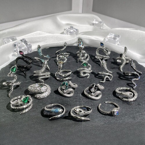 Euro-American punk cool snake mouth opening ring unisex hip-hop fashion personality index finger ring cold style temperament ring