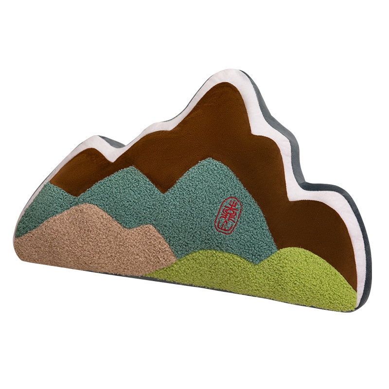 Mountain-backed pillow landscape painting waist pillow internet celebrity sofa living room waist station mountain-shaped Chinese-style waist protection office chair cushion 5