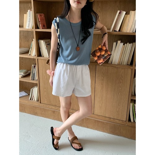 3th Morning Vlogger Style Relaxed Wide Leg A-Line Shorts Full Cotton ZY2901