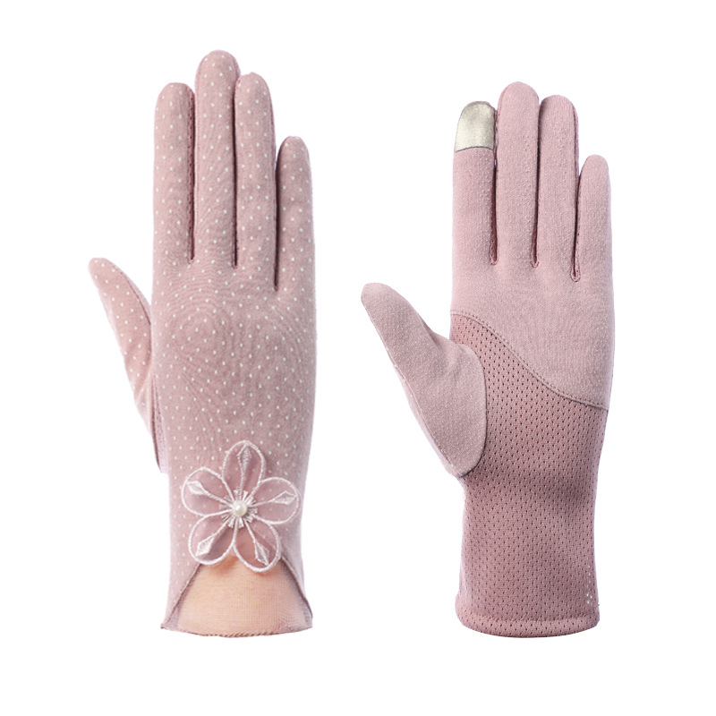 Guantes de protección solar para mujer nueva primavera y verano conducción estilo coreano encaje arco montar antideslizante guantes de pantalla táctil delgada