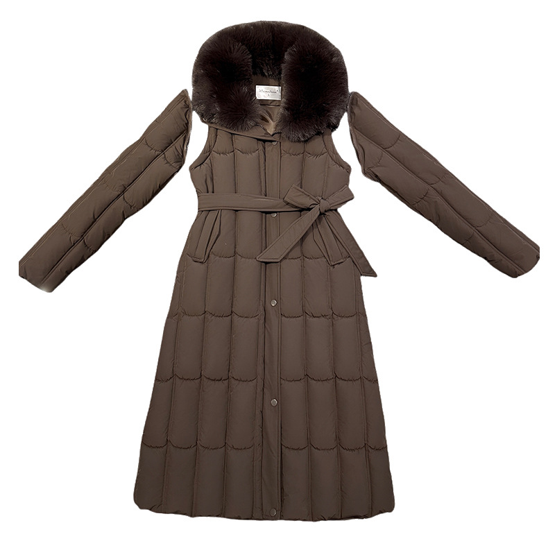 2025 ropa de algodón de pluma de manga desmontable mujer coreana Dongdamen otoño y invierno nuevo cuello de cabello largo abrigo de algodón chaqueta image 5