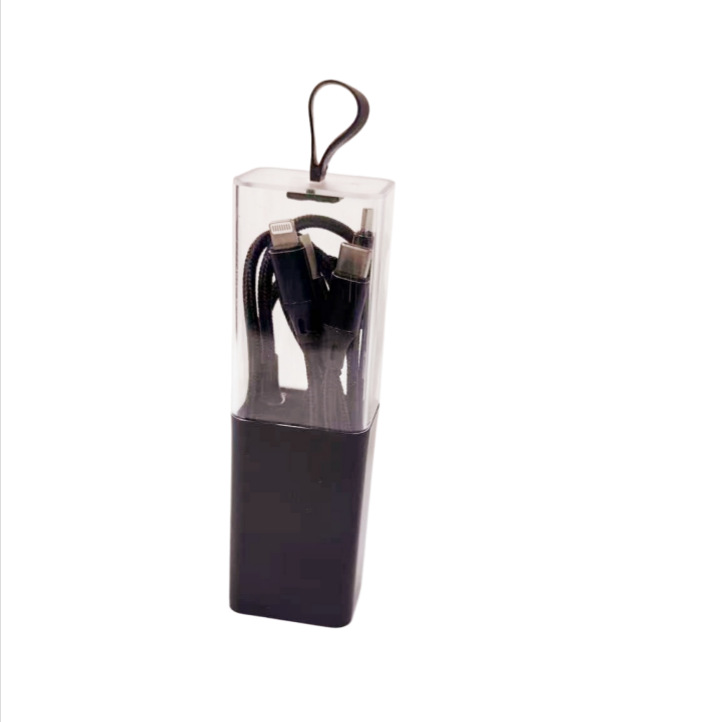 1,2 m uno a tres cable de datos tejido cápsula embalaje de regalo cable de carga tubo transparente pequeño lote logotipo de pantalla de seda image 9
