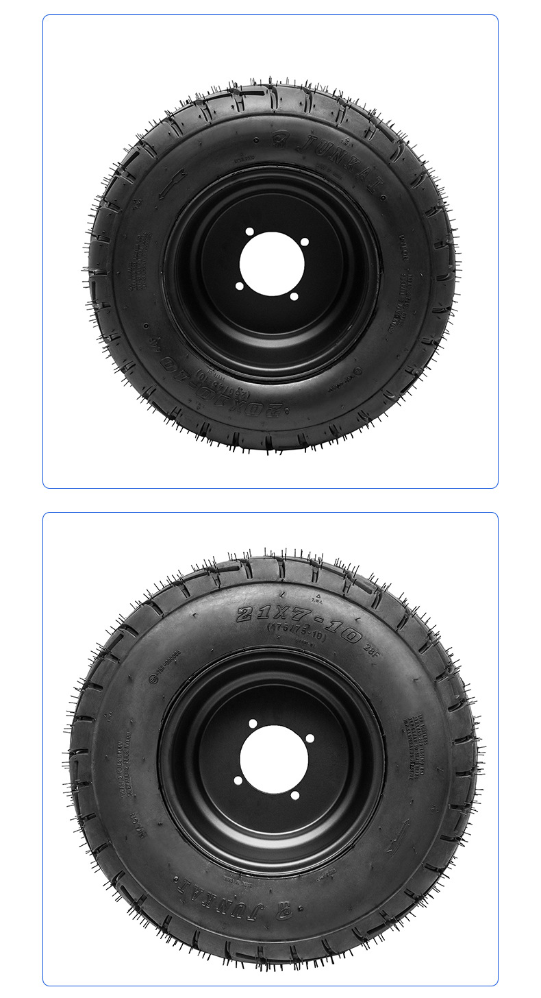 Front 21*7-10, Rear 20*10-10 Road Tread Rubber Tires, Wear-Resistant Off-Road Go-Kart Beach Buggy Vacuum Tires
