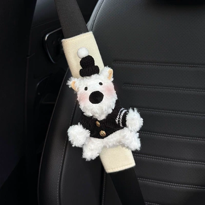 Dolls for Women Seat belt shoulder pad - black-hat-black-gold-button-west-highland-fabric-shoulder-pads-hand-sewn