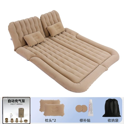 Vehicle-mounted inflatable bed in-car sleeping gadget, camping - 64-size-suv-trunk-with-flocked-beige-lining-wireless-air-pump-camping-light