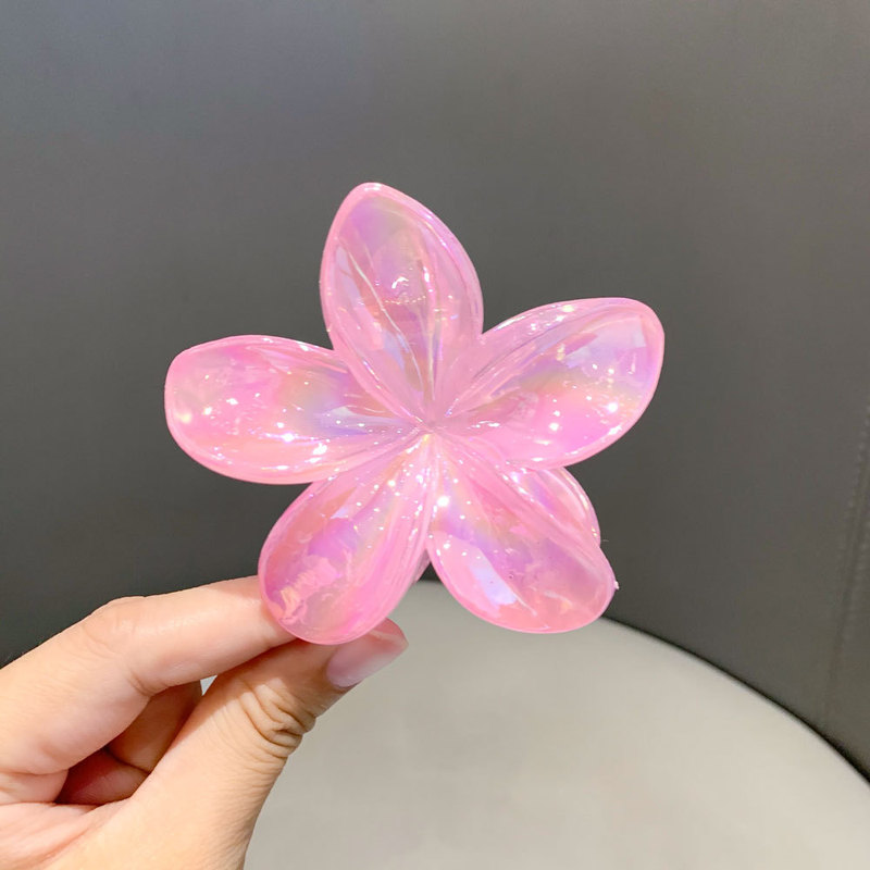 クロスボーダー真珠光沢のあるカラフルなプルメリアクリップ甘いガーリーハートフラワーヘアクリップ後頭部サメクリップカラフルなヘアクリップ|undefined