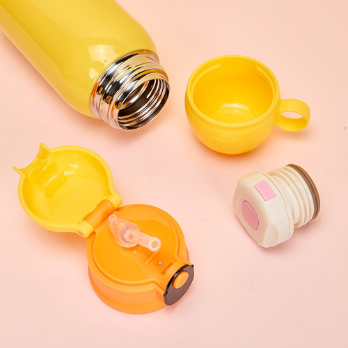 New Stainless Steel Smart Child Insulated Cup, Student Baby Straw Cup, Creative Cartoon Cup Water Bottle, Wholesale