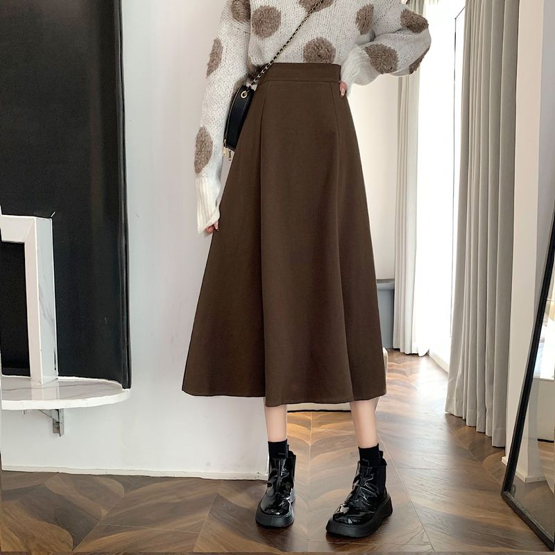 Brown Skirt Women's Autumn and Winter Skirt 2025 New A-Line Skirt Mid-Length High-Waist Slim Umbrella Skirt Half-Length Skirt