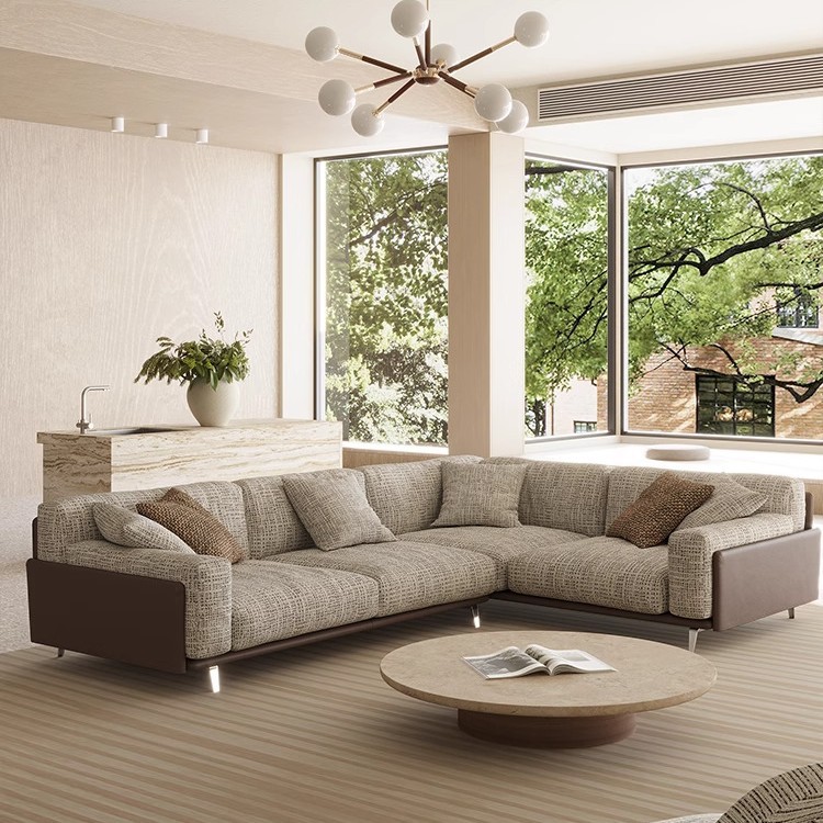 Sofá de tela 2025 nuevo estilo de villa sala de estar minimalista italiano de algodón de lino de importación sofá de pluma