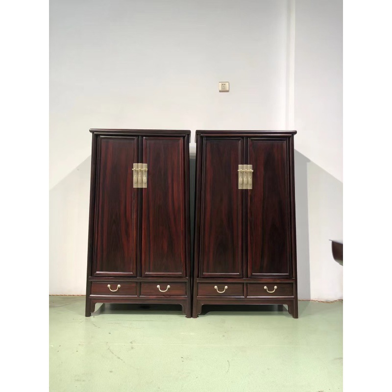 Laos Red Rosewood Cochin Rosewood Ming-Style Plain Rounded Corner Cabinet Wardrobe Storage Cabinet