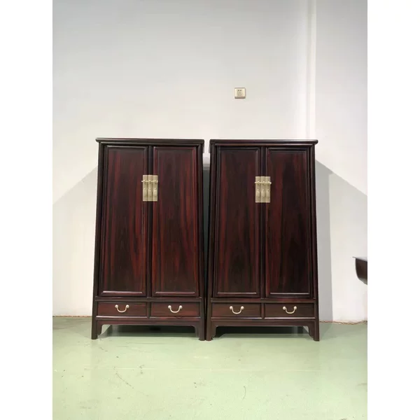 Laos Red Rosewood Cochin Rosewood Ming-Style Plain Rounded Corner Cabinet Wardrobe Storage Cabinet