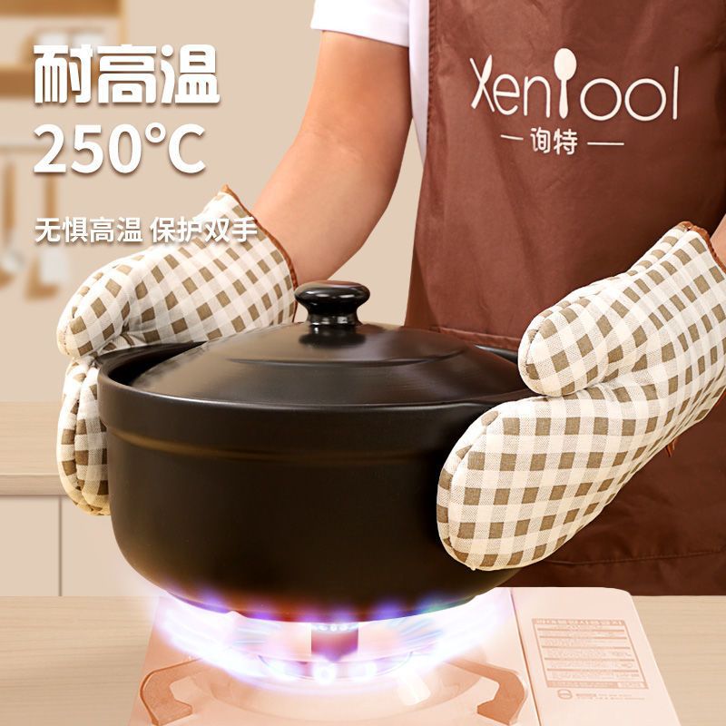 1 par de guantes de algodón horno al por mayor horno de microondas horneado al vapor aislamiento térmico anti-escaldado grueso guantes de pastel resistentes a altas temperaturas