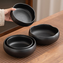 晨翔粗陶茶洗家用大号茶洗缸水盂水洗杯洗茶道配件笔洗花瓣建水缸