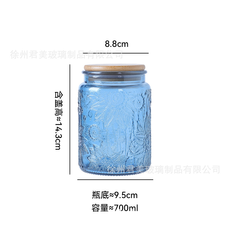 700ml tanque de almacenamiento de vidrio colorido begonia cocina casera granos de café té granos de granos latas de sellado al por mayor