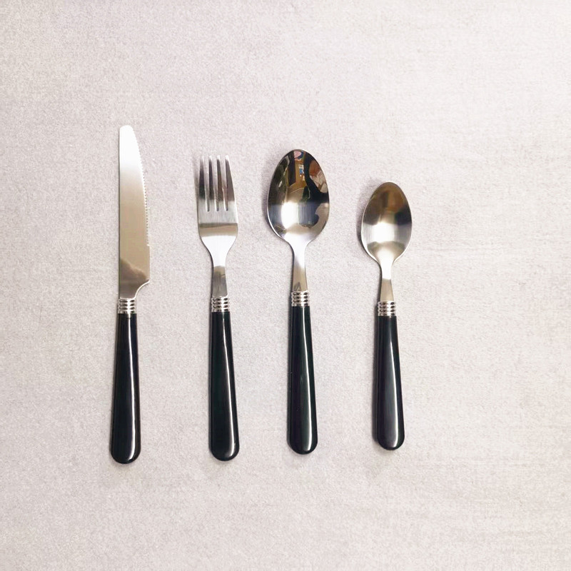430 Stainless Steel Knife, Fork and Spoon, Outdoor Plastic Handle Knife, Fork and Spoon, Picnic Knife, Fork and Spoon, Outdoor Camping Tableware Set