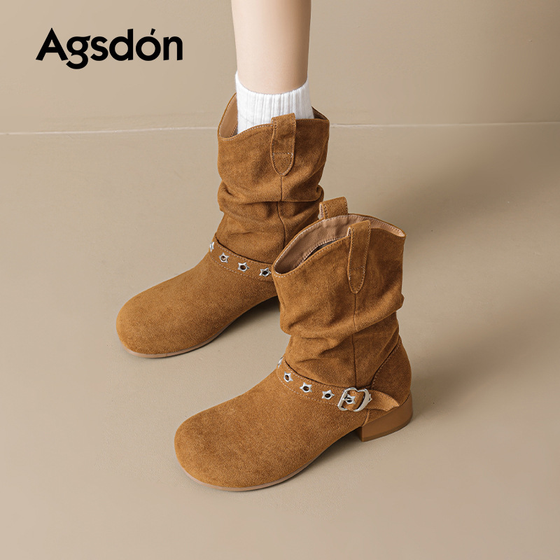 Botas de montado de león antiguo para mujeres 2025 nuevo otoño Maillard occidental botas Retro Bocken botas Martin