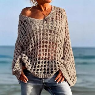 Hollow out round neck long sleeved top�U�ՈA�I�����L������Ů