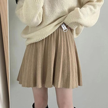 孕妇秋冬新款针织半身裙百搭高腰显瘦百褶短裙