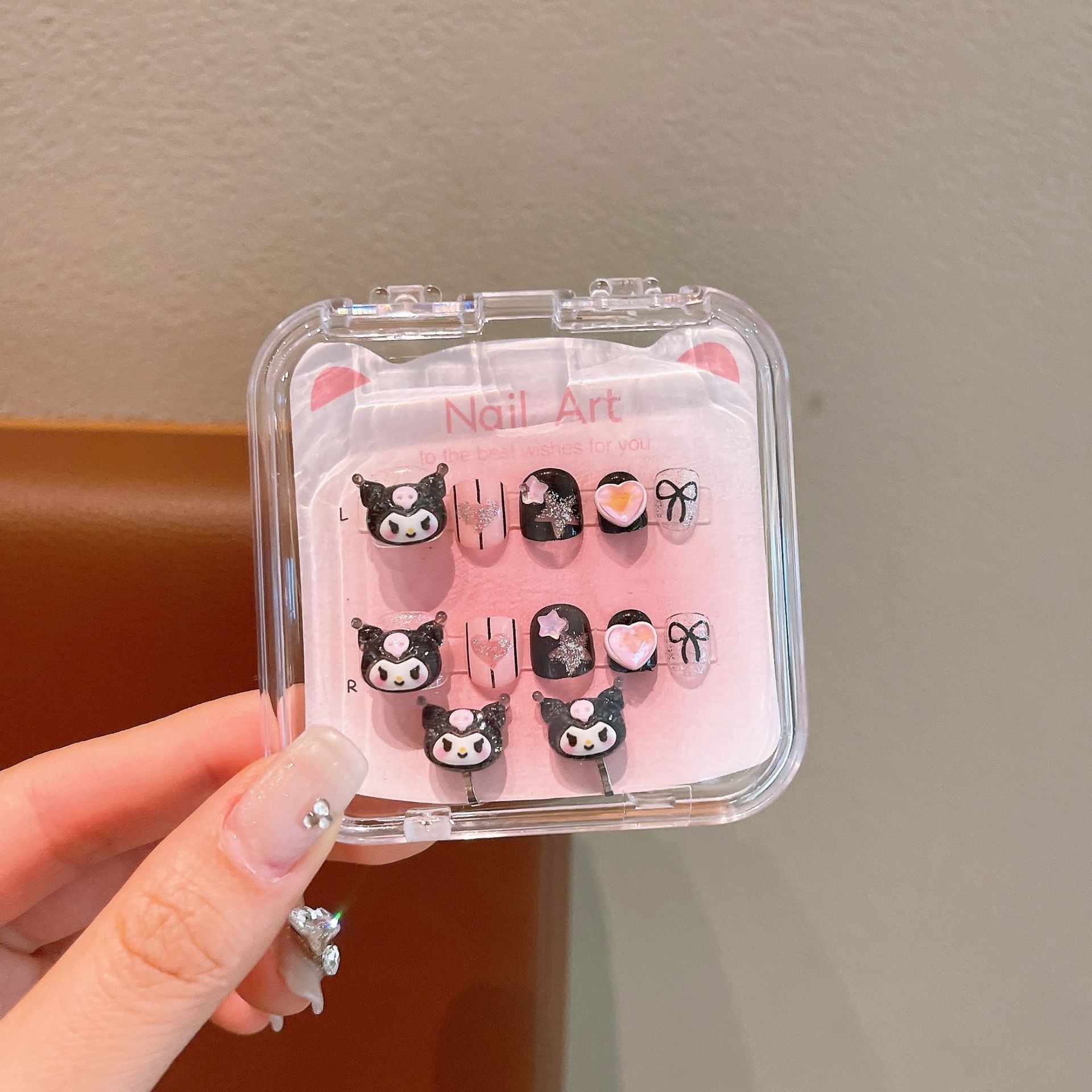 Niños Kulomi dibujos animados bebés usar uñas niñas lindas manicure parches de uñas impermeables para usar