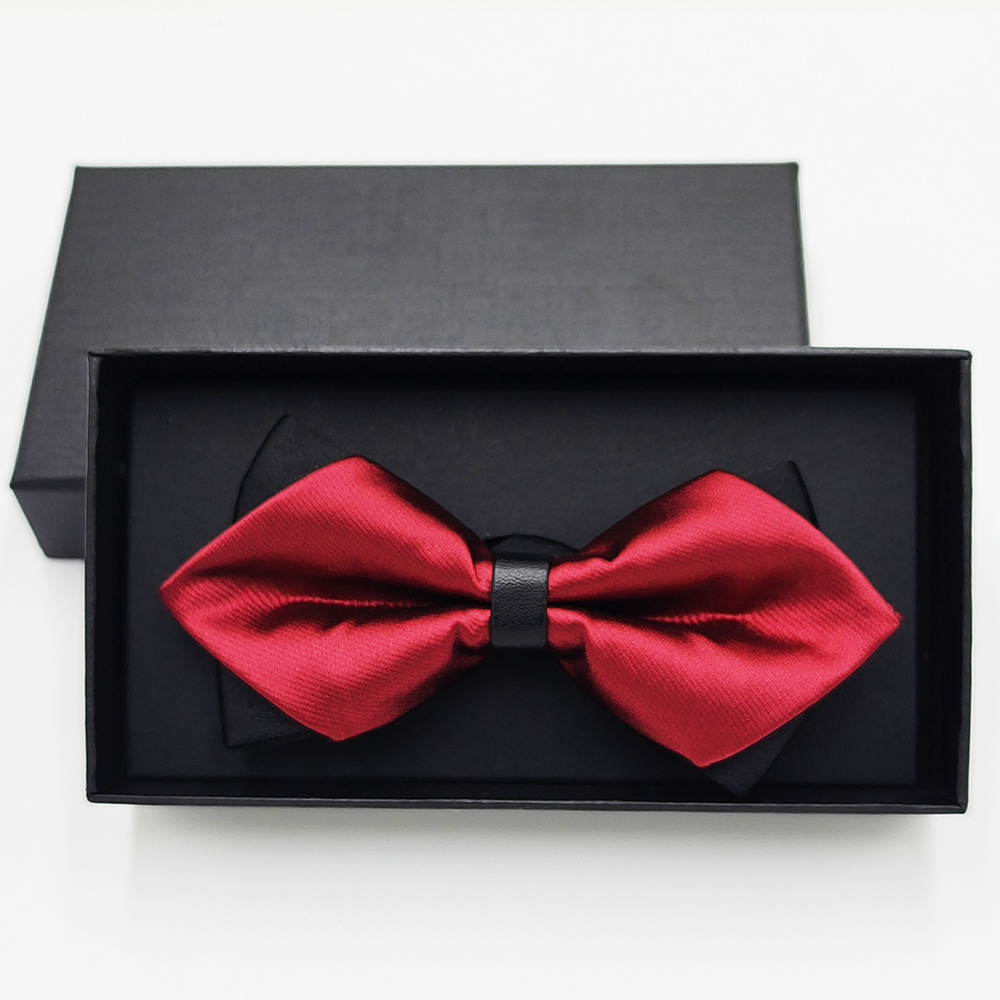 Pajarita negra de color sólido para hombre Boda británica Boda novio padrino traje camisa arco caja de regalo embalaje