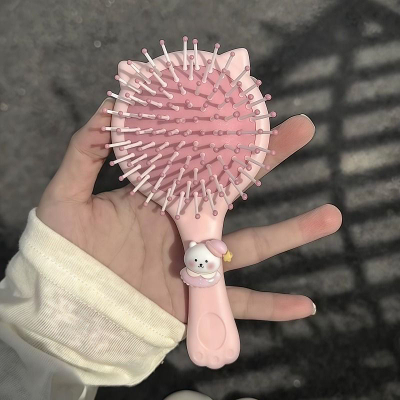 新しい自己嘲笑クマエアバッグツーインワンコームミラーかわいい漫画エアクッションポータブルマッサージミニハンドヘルドミラーコーム|undefined