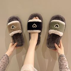 対外貿易の新しい暖かい愛のラインストーン毛皮のスリッパ女性のための秋と冬のファッションホーム厚底綿スリッパメーカー