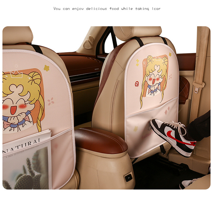 Little Fairy Lady Cute Cartoon Chair Back Anti-Kick Pad Car Seat Back Anti-Fouling Pad Four Seasons with Storage Belt