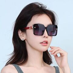 ファッショナブルなスクエアフレームサングラス、女性用、夏のトレンド、外出用メガネ、多用途、高級感、スクエアフレーム、紫外線防止サングラス
