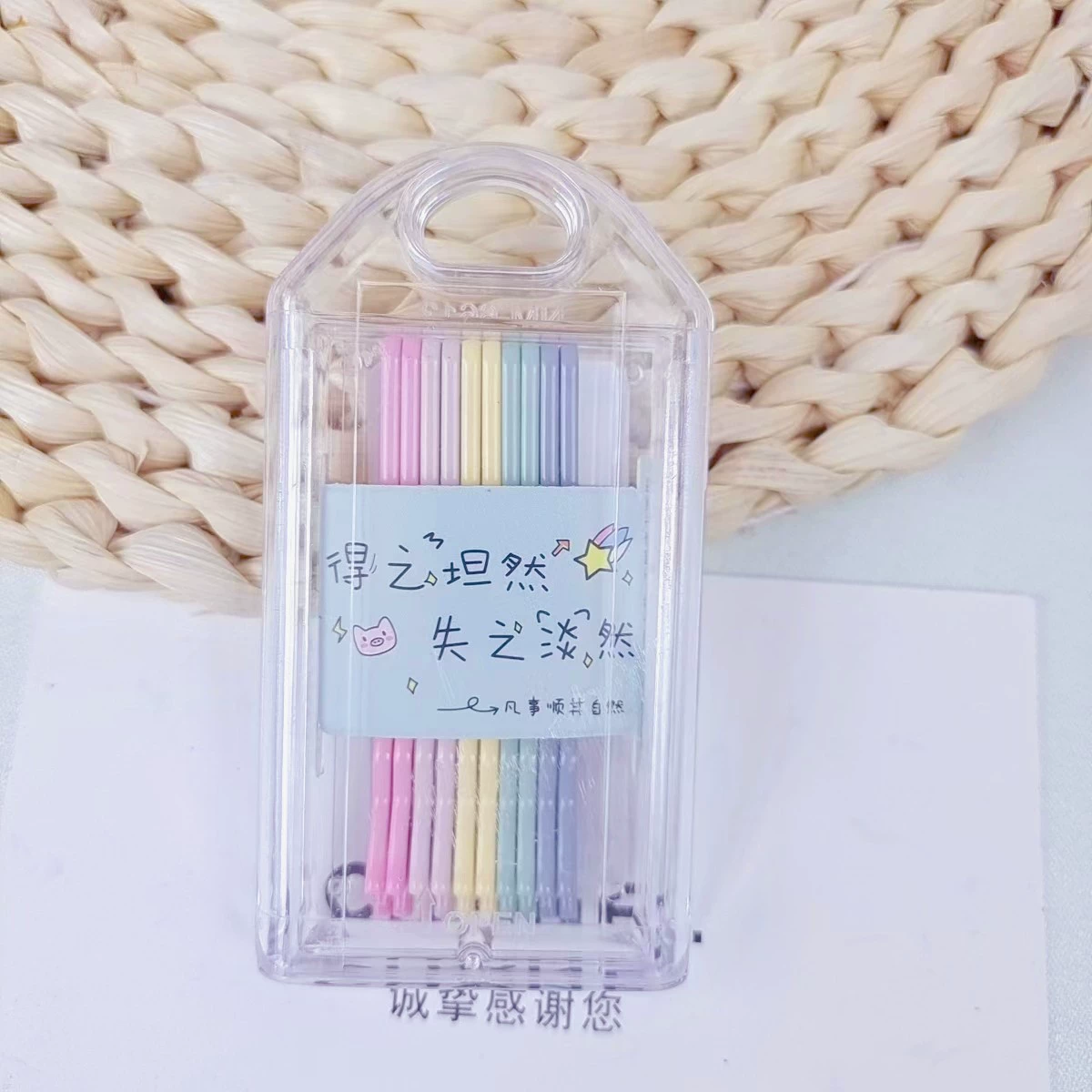 One-Word Hair Clip (Hyuna) — Stainless Steel Korean Candy Bangs Pin, 6 cm, Multi-Color Boxed Set