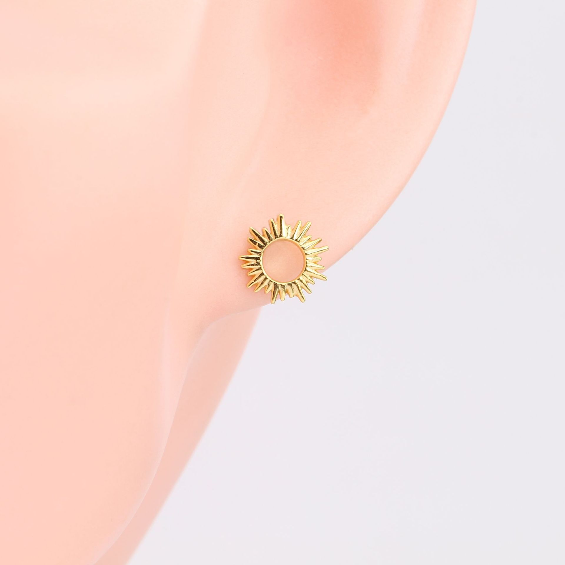 1 Pair Ig Style Sun Plating Sterling Silver White Gold Plated Gold Plated Ear Studs display picture 2