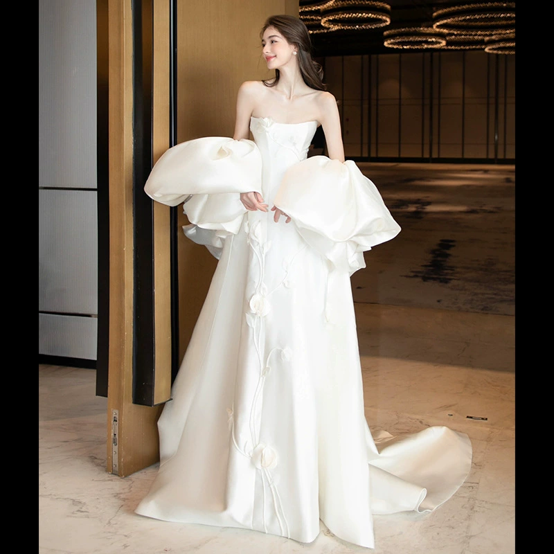 White tube top for bride, french style, high-end, for teenagers