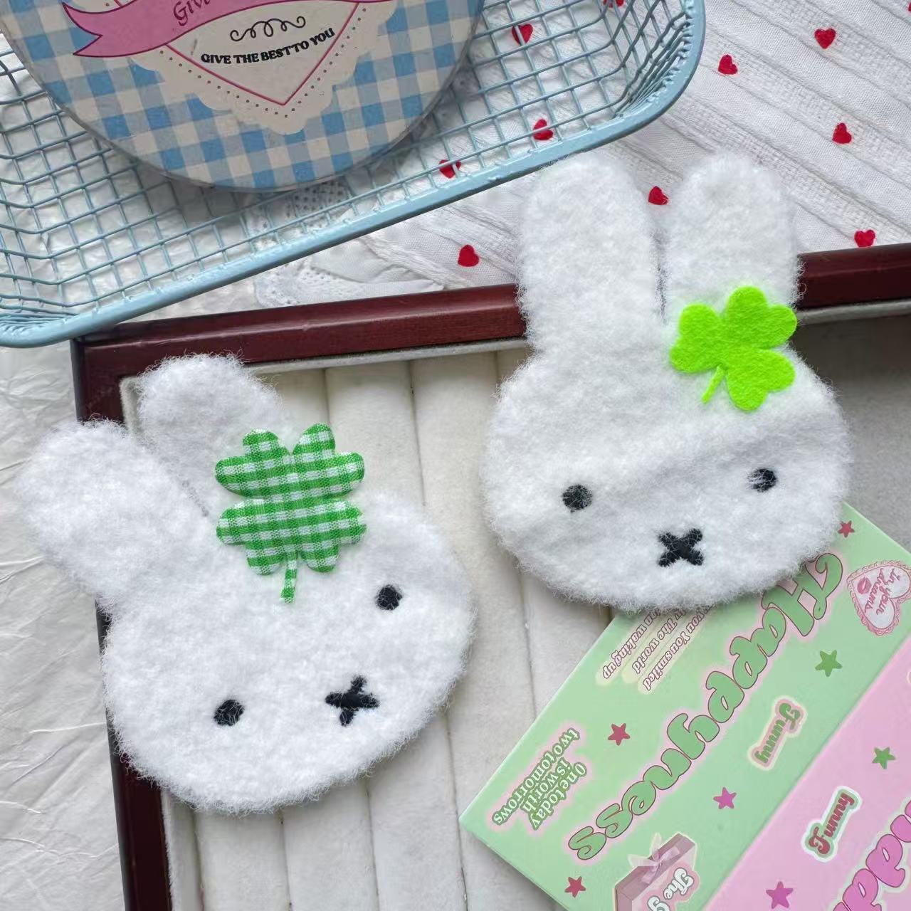 New Style Four-Leaf Clover Miffy Bangs Stickers, Cute Girl Hair Stickers, Children's Magic Stickers, Cartoon Hair Accessories