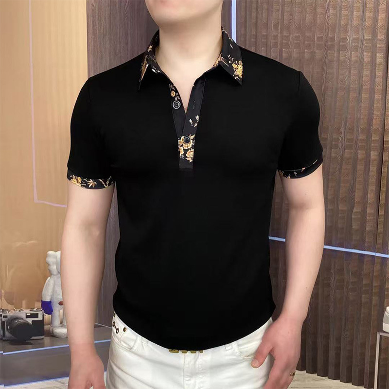 立襟氷糸半袖tシャツ男性青年潮牌半ファスナーが冷えています。|undefined
