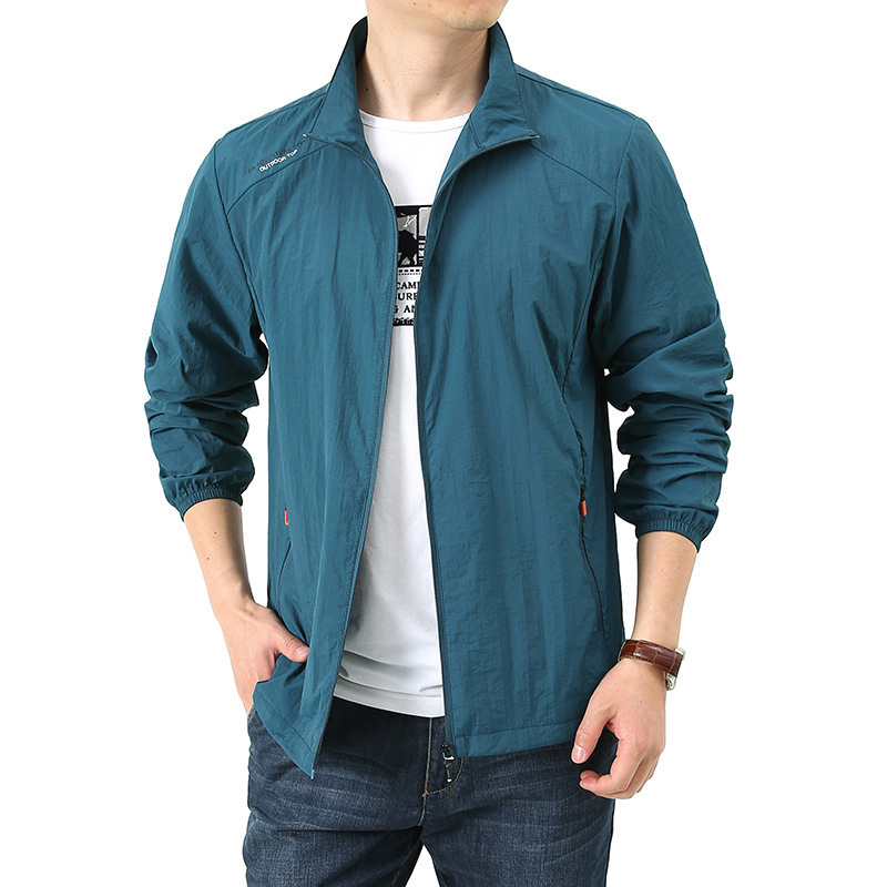 2022 chaqueta de cuello vertical de verano hombre delgada ropa de piel transpirable de mediana edad chaqueta deportiva de verano chaqueta de protección solar hombre