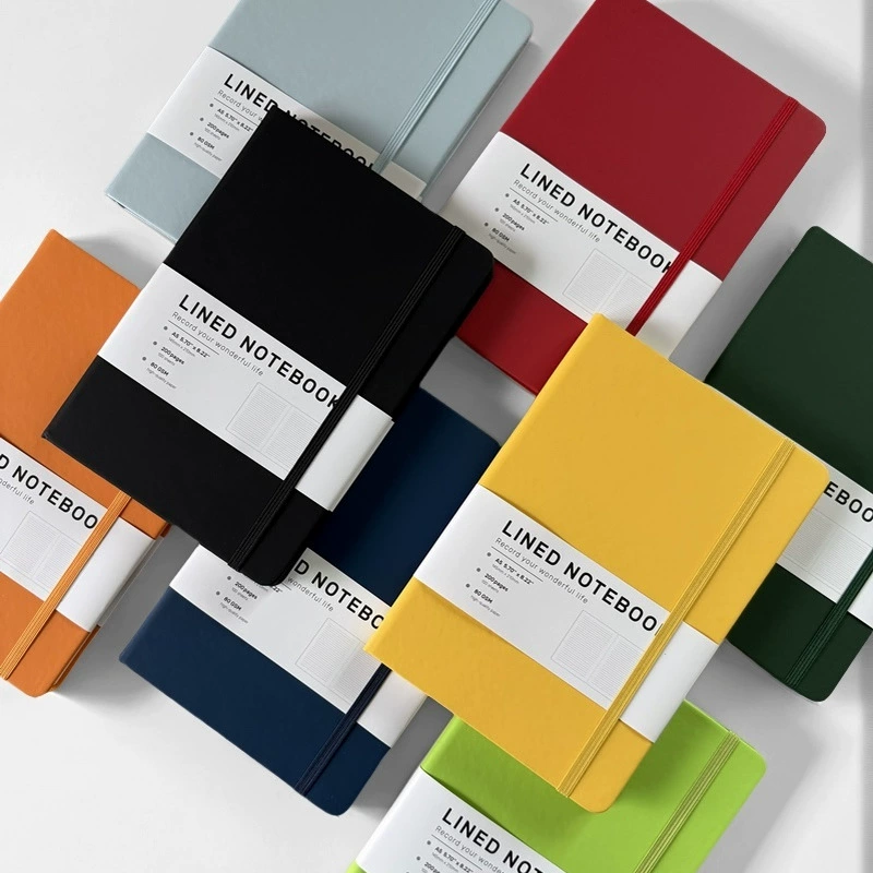 Производитель оптом, кросс-граничная продажа, блокнот А5 с ремешком из искусственной кожи PU, простой офисный твердый кожаный блокнот с напечатанным логотипом
