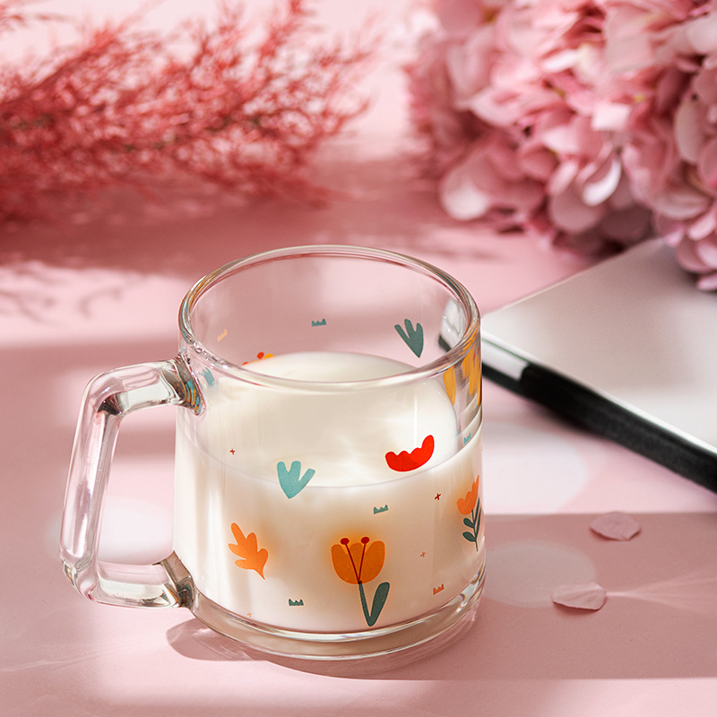 Water Bottles Kitchen and drinking utensils Cute Letter Flower Strawberry Glass Water Bottles 1 Piece