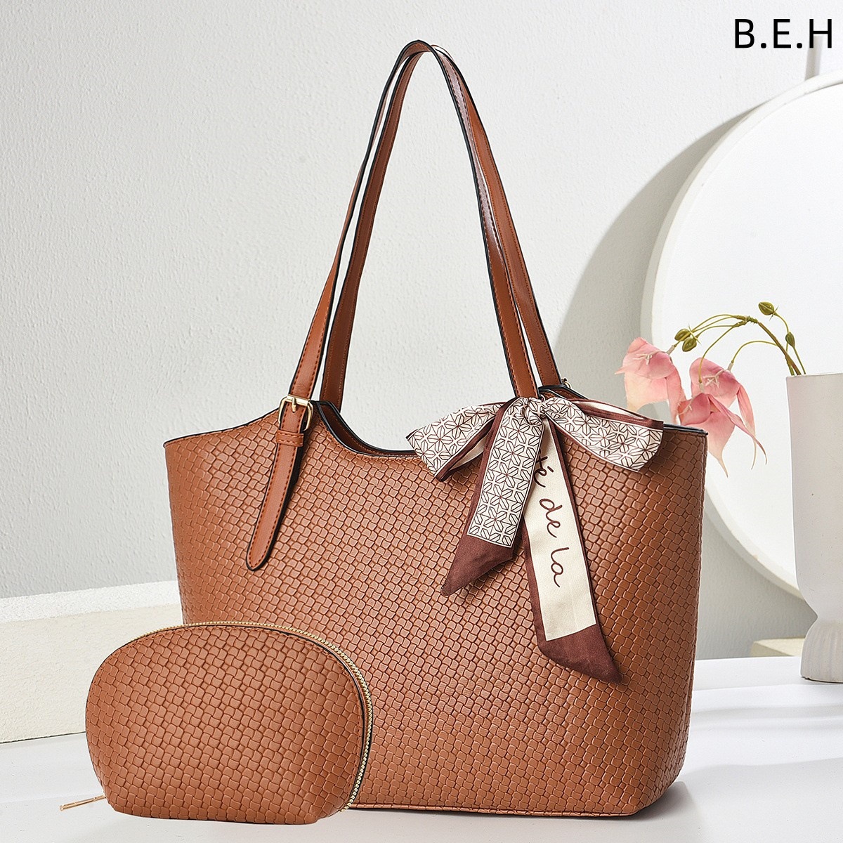 Bolso Tote de Hombro y Axilar de Gran Capacidad para Mujer de PU con Cierre de Cremallera para Uso Diario