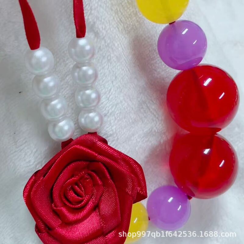 Customizable】Double-Row Bead Massage Erotic Panties for Women with 3D Rose Flower Bead String, Plus-Size Thong
