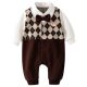 Baby Jumpsuit spring and autumn baby one-year-old banquet photo clothing British style bow tie outwear one month old one hundred days clothing