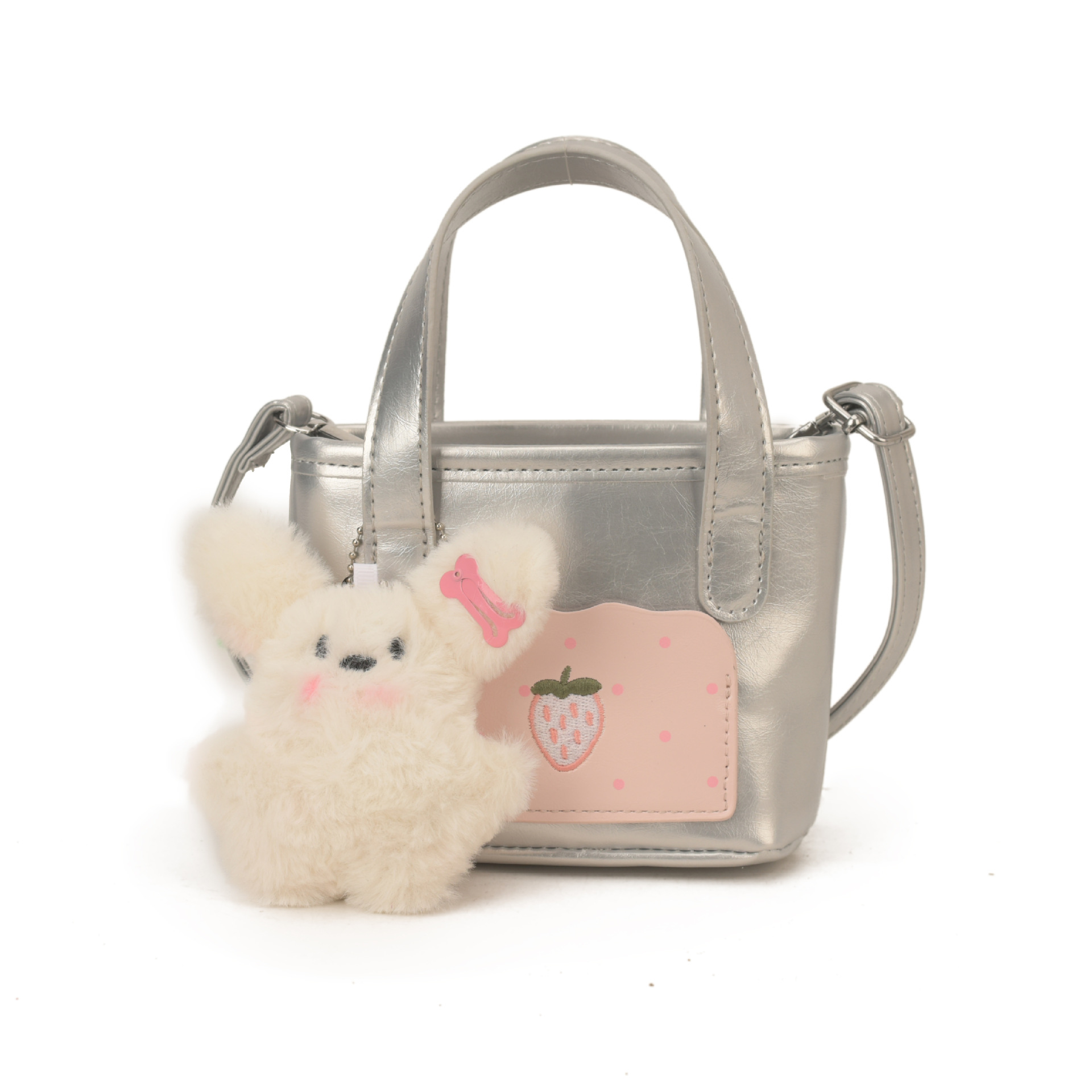 Bonita cesta de fresa pequeña bolsa de dibujos animados perros colgantes bolsas de hombro para hombres y mujeres nuevos accesorios para niños bolsas de moda coreana