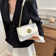 新款2024PU女士單肩女休閒簡約小清新斜跨女包高級質感時尚小方包