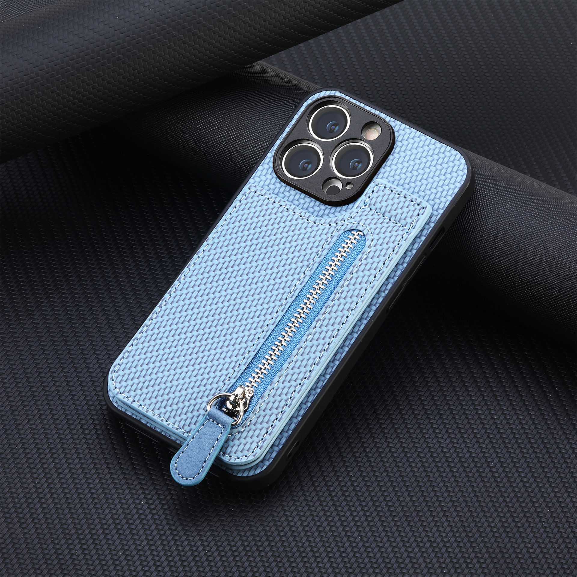 TechGlobe Compatible With IPhone 17 Flip Holder Phone Case Wallet Stand Zipper Bag Card Slot Protective Cover_voghion.com
