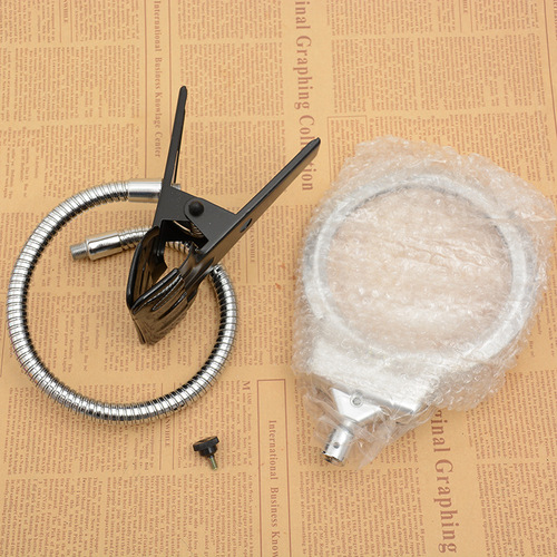 90/107/130mm large clip metal spring hose with two LED lights reading magnifying glass for the elderly 15120ABC