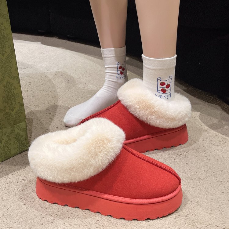 Thick snow boots for men and women in winter plus fleece thickened warm comfort to wear casual woolen shoes large size_voghion.com