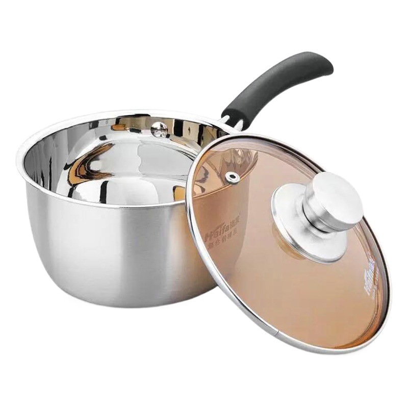 Haifa Yue banquete compuesto de acero sola manija olla de leche engrosada olla de sopa de acero inoxidable olla de sopa olla de suplemento de comida para bebés olla de leche caliente olla de leche pequeña