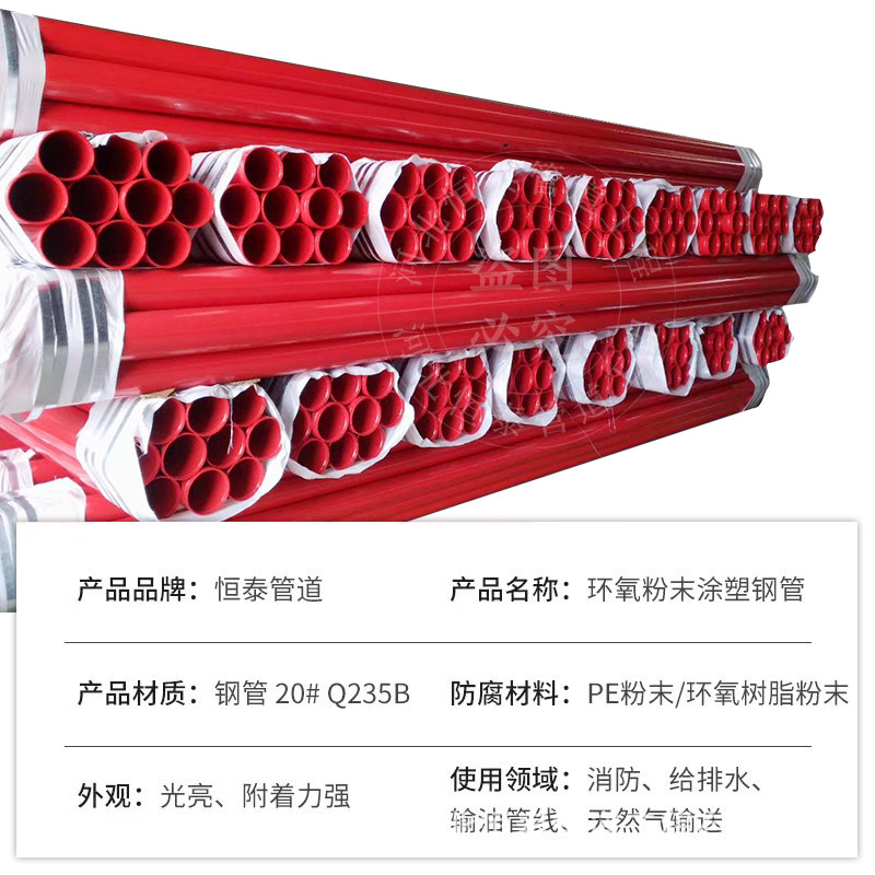 Tubo de acero recubierto de plástico interno y externo tubo de acero compuesto de alimentación de agua recubierto de plástico tipo clip bimetálico