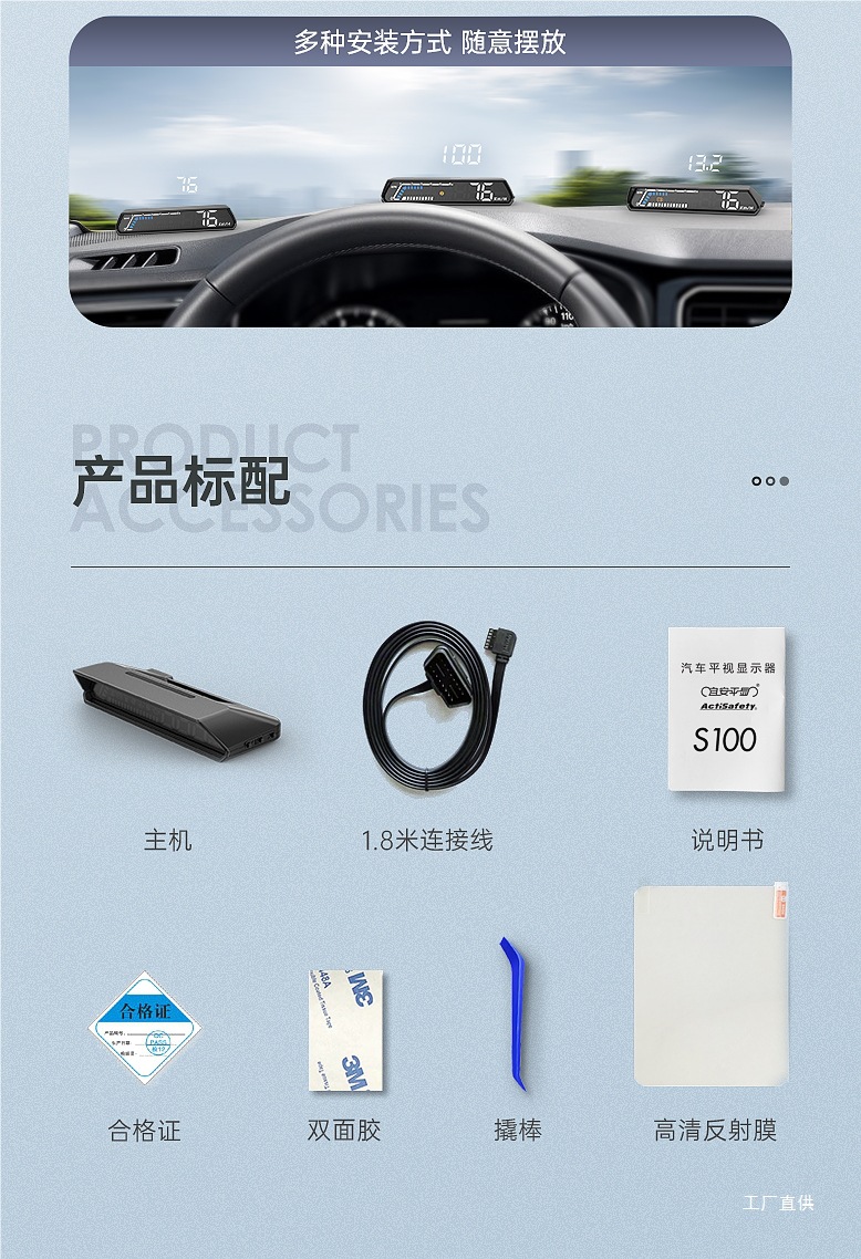 Hud Head-Up Display Obd Multi-Function Car Instrument Oil Temperature Transmission Oil Temperature Monitoring Dual Display Screen Peihui