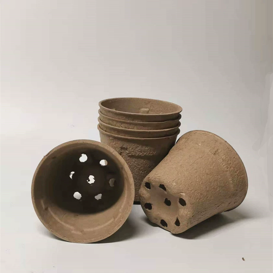 Садоводческая Одноразовая чашка для питания целлюлозы Разлагаемая целлюлоза Квадратный круглый цветочный горшок Почвенный артефакт Чашка для рассады Цветочный горшок