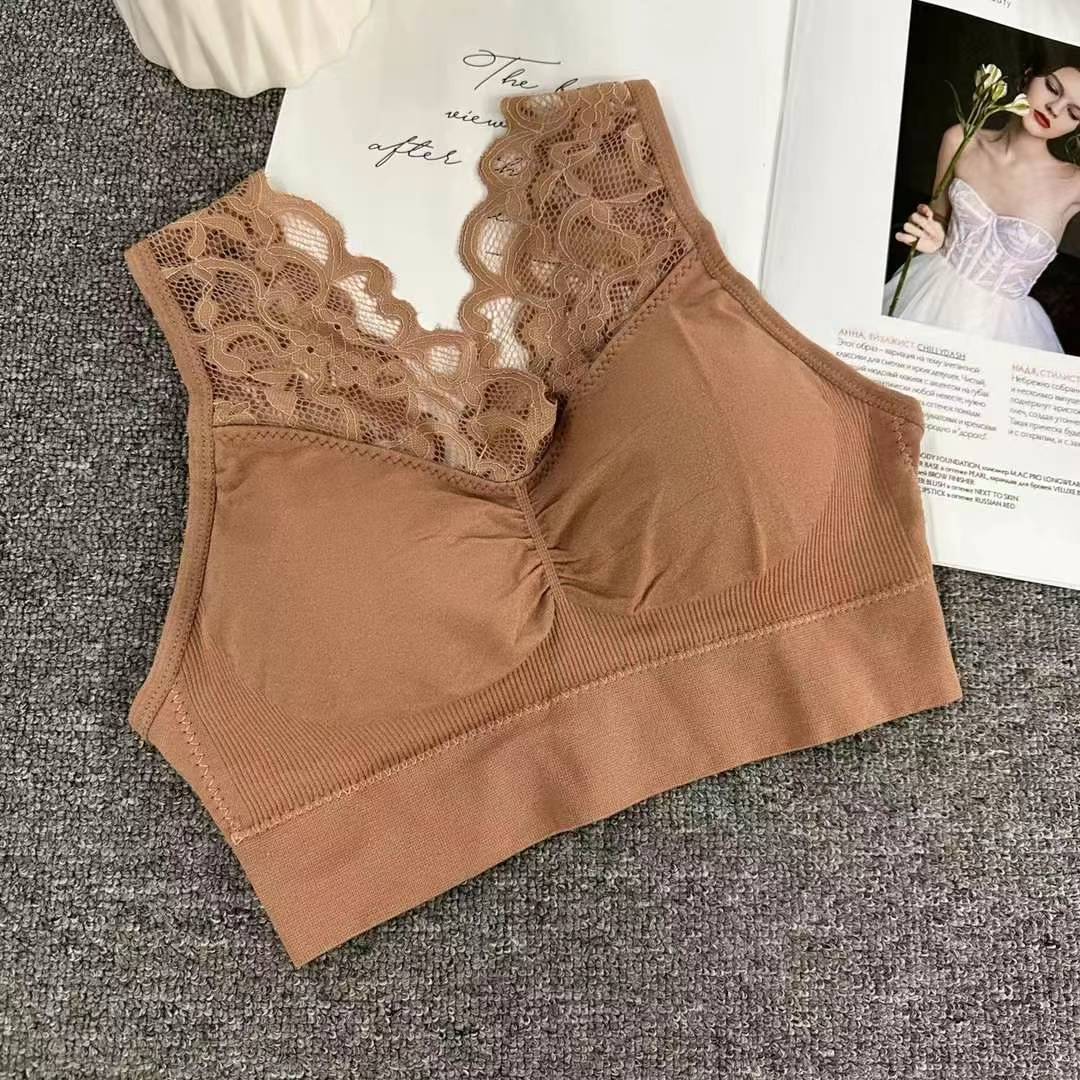 Nueva copa fija de encaje, chaleco de alta calidad, bra de yoga sin anillo de acero, ropa interior deportiva, mujer al por mayor