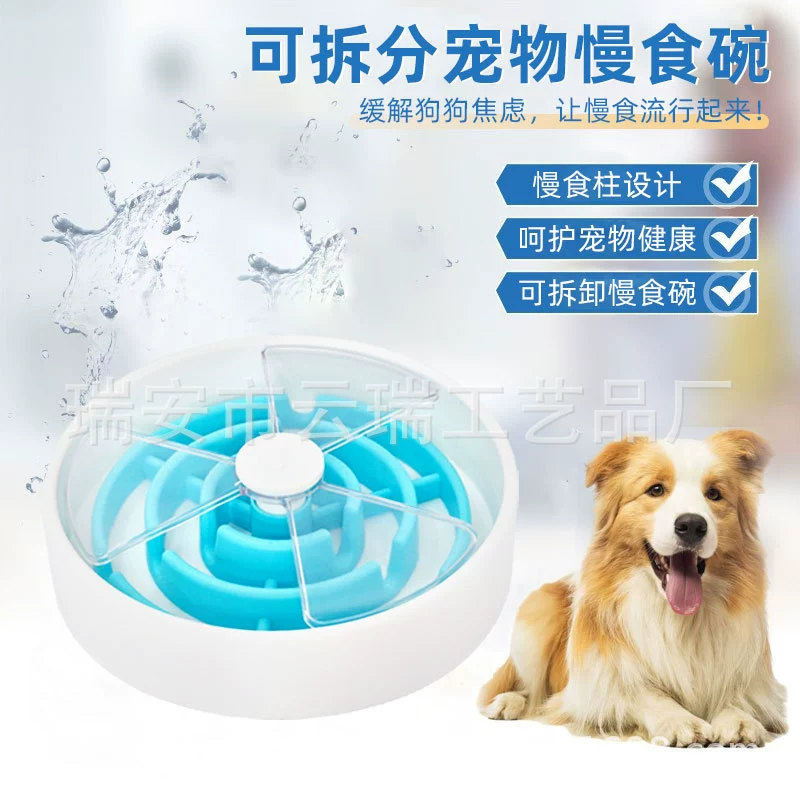 Новая трансграничная собака медленно ест собачью миску для маленьких и средних щенков